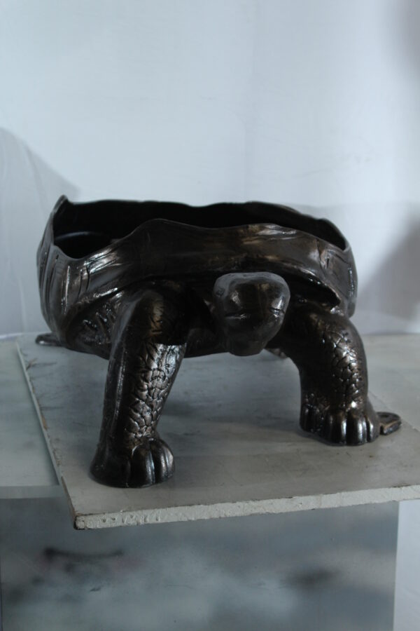 Large Turtle Planter Aluminum Statue with Textured Finish 35" x 19" x 12"H - Image 4