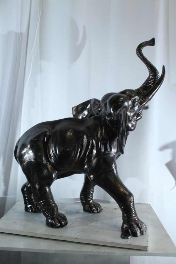 Majestic Aluminum Elephant Statue with Raised Trunk 33" x 25" x 44"H - Image 3
