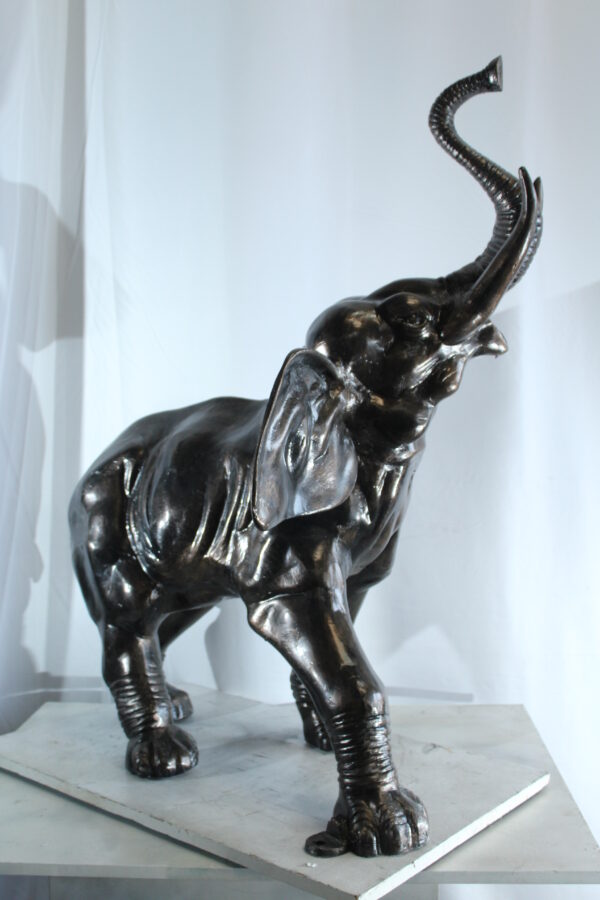 Majestic Aluminum Elephant Statue with Raised Trunk 33" x 25" x 44"H - Image 4