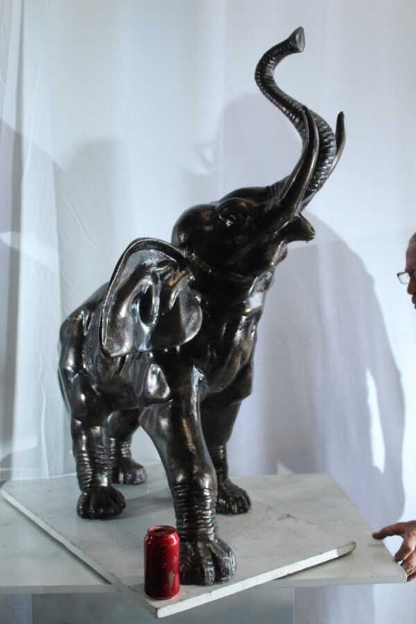 Majestic Aluminum Elephant Statue with Raised Trunk 33" x 25" x 44"H - Image 6