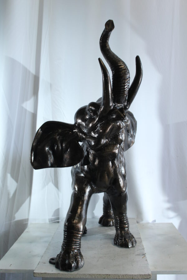 Majestic Aluminum Elephant Statue with Raised Trunk 33" x 25" x 44"H - Image 7