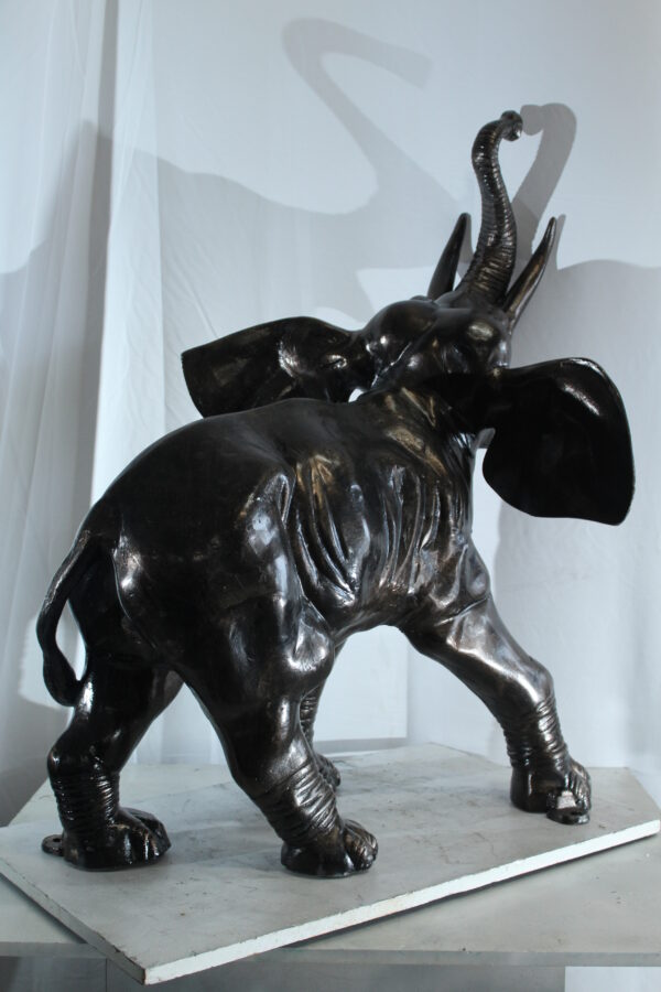 Majestic Aluminum Elephant Statue with Raised Trunk 33" x 25" x 44"H - Image 10