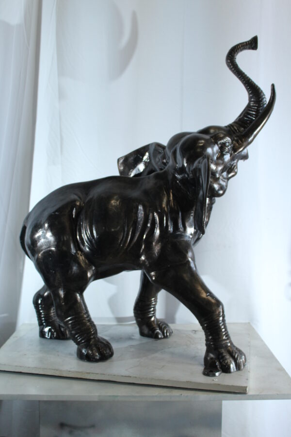 Majestic Aluminum Elephant Statue with Raised Trunk 33" x 25" x 44"H - Image 11
