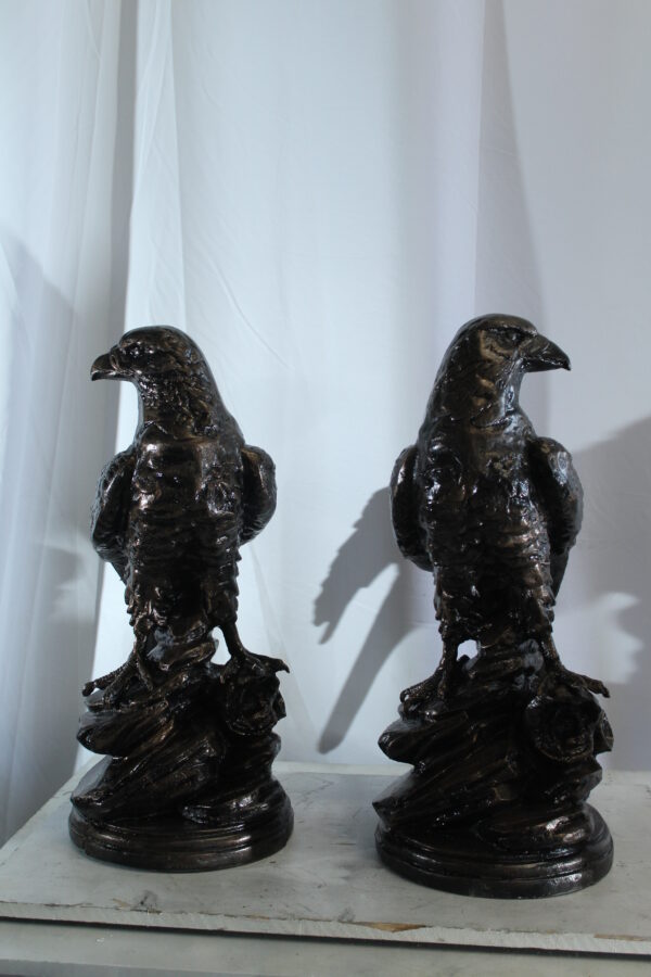 Pair of Aluminum Eagle Statues Majestic Bird Sculptures 20" x 12" x 14"H - Image 3