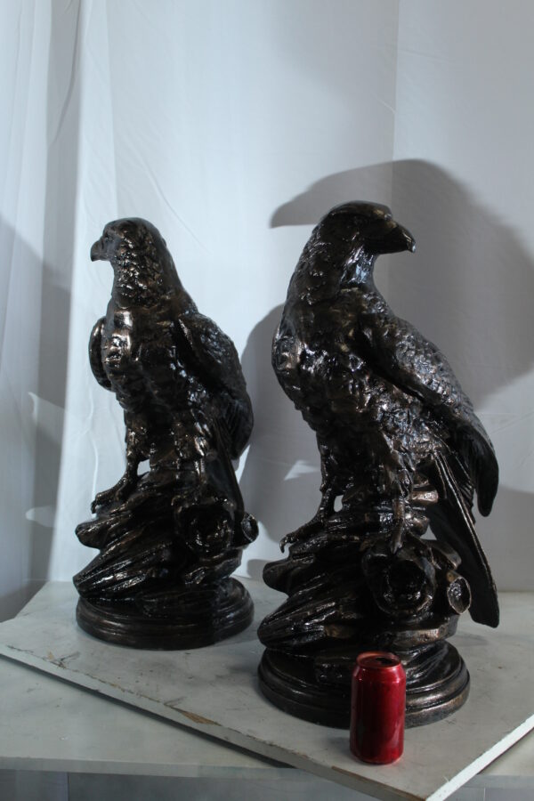 Pair of Aluminum Eagle Statues Majestic Bird Sculptures 20" x 12" x 14"H - Image 4