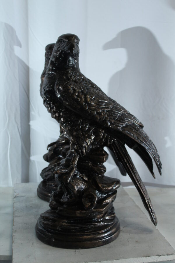 Pair of Aluminum Eagle Statues Majestic Bird Sculptures 20" x 12" x 14"H - Image 5