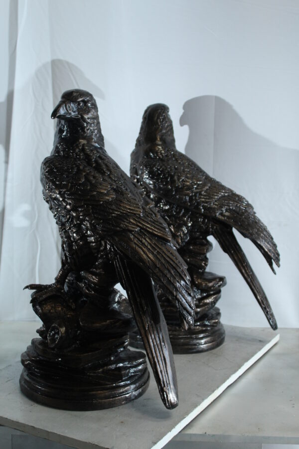 Pair of Aluminum Eagle Statues Majestic Bird Sculptures 20" x 12" x 14"H - Image 6