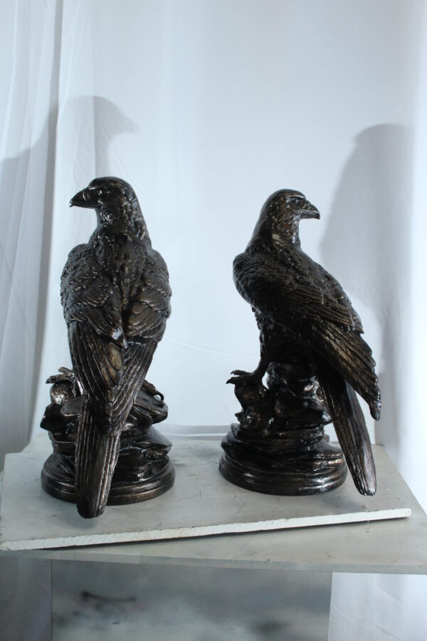 Pair of Aluminum Eagle Statues Majestic Bird Sculptures 20" x 12" x 14"H - Image 7