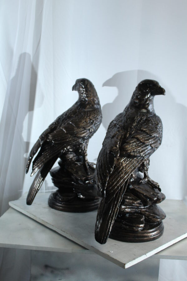 Pair of Aluminum Eagle Statues Majestic Bird Sculptures 20" x 12" x 14"H - Image 8