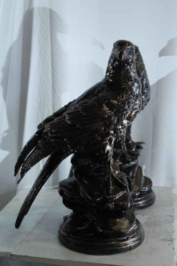 Pair of Aluminum Eagle Statues Majestic Bird Sculptures 20" x 12" x 14"H - Image 9