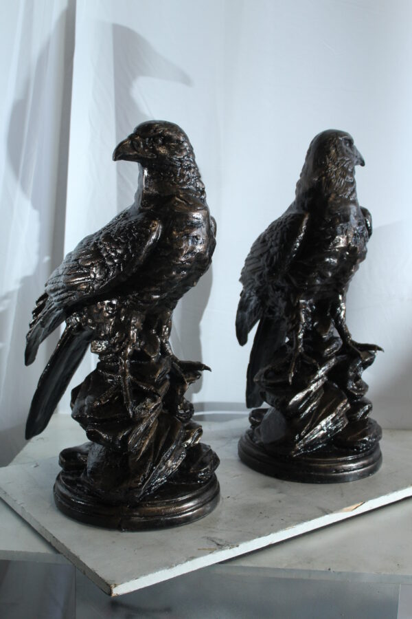 Pair of Aluminum Eagle Statues Majestic Bird Sculptures 20" x 12" x 14"H - Image 10