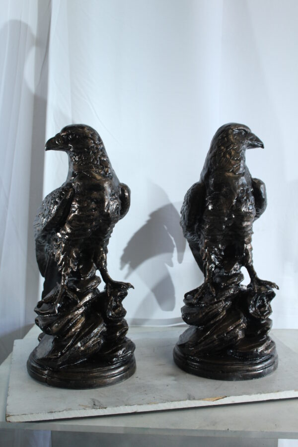Pair of Aluminum Eagle Statues Majestic Bird Sculptures 20" x 12" x 14"H - Image 11