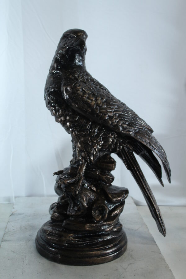 Aluminum Eagle Statue on Tree Stump with Natural Finish 20" x 12" x 14"H - Image 5