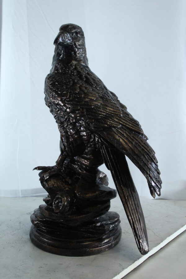 Aluminum Eagle Statue on Tree Stump with Natural Finish 20" x 12" x 14"H - Image 6
