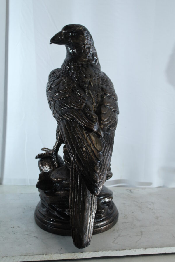 Aluminum Eagle Statue on Tree Stump with Natural Finish 20" x 12" x 14"H - Image 7