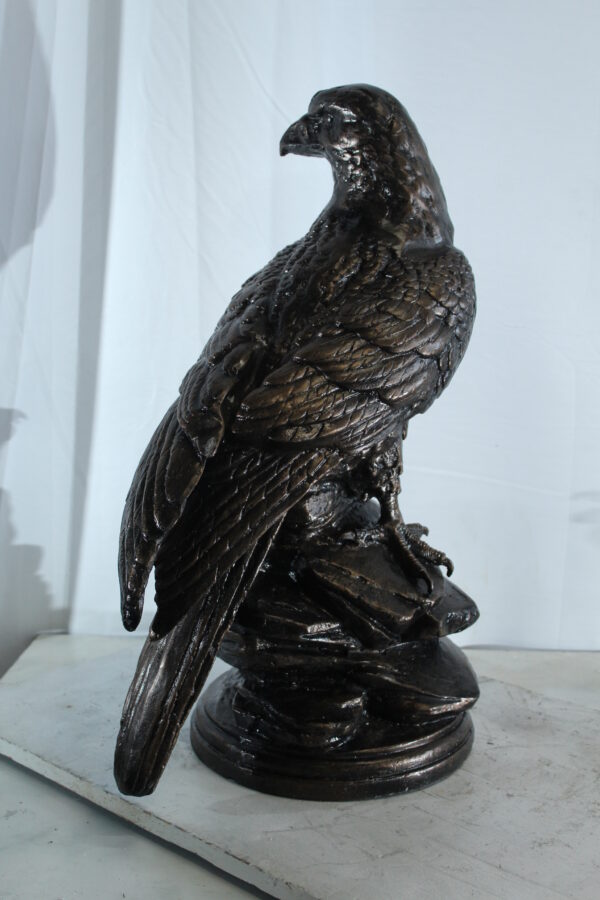 Aluminum Eagle Statue on Tree Stump with Natural Finish 20" x 12" x 14"H - Image 8