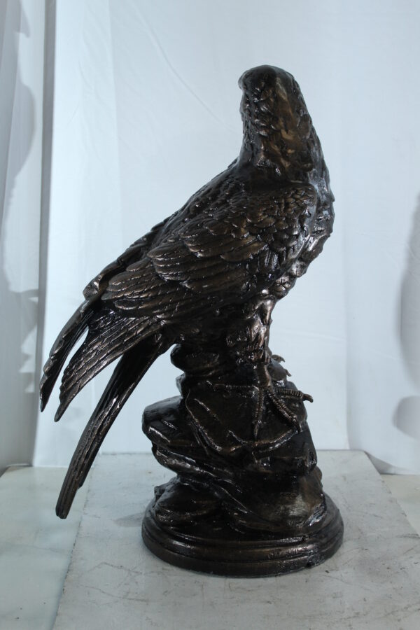 Aluminum Eagle Statue on Tree Stump with Natural Finish 20" x 12" x 14"H - Image 9