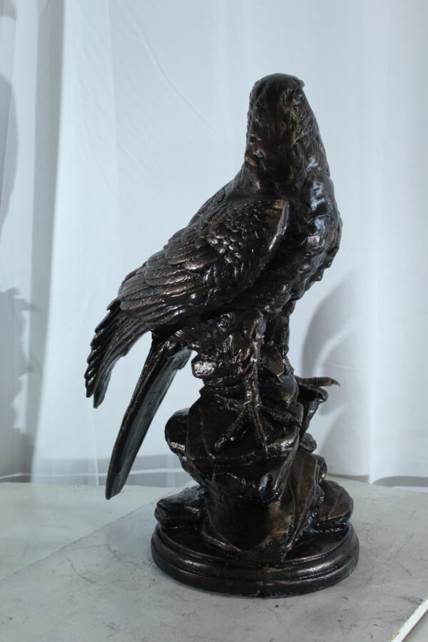 Aluminum Eagle Statue on Tree Stump with Natural Finish 20" x 12" x 14"H - Image 10