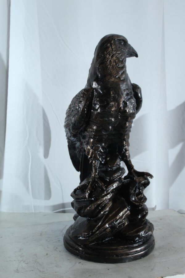 Aluminum Eagle Statue on Tree Stump with Natural Finish 20" x 12" x 14"H - Image 11