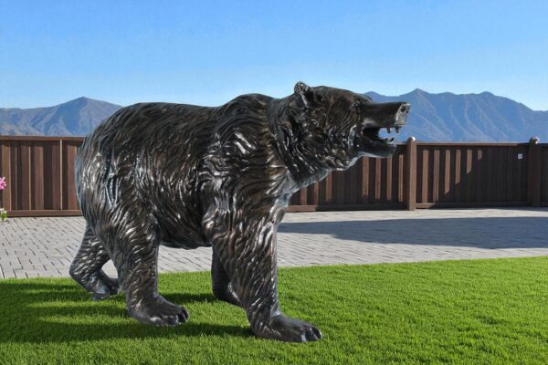 Aluminum Bear Statue with Open Mouth and Textured Fur Finish 42" x 14" x 23"H - Image 6