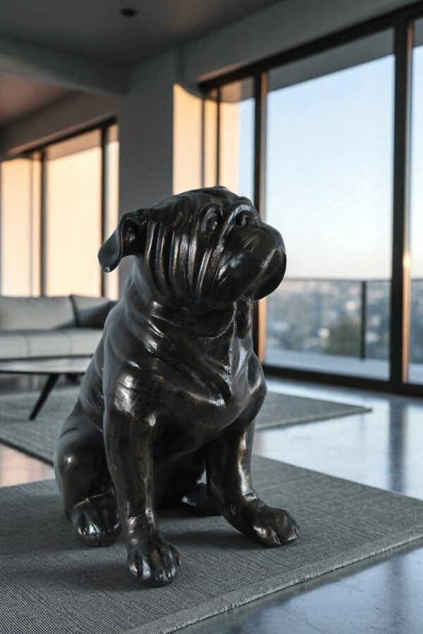 Aluminum Bulldog Statue with Sitting Pose and Wrinkled Detail 21" x 11" x 23"H - Image 11