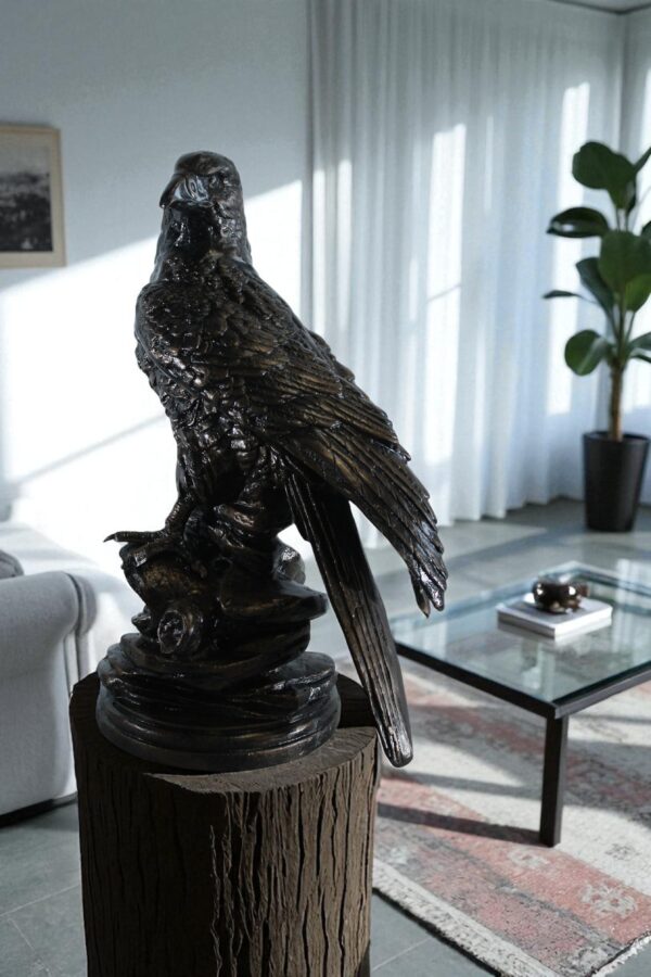 Aluminum Eagle Statue on Tree Stump with Natural Finish 20" x 12" x 14"H - Image 12