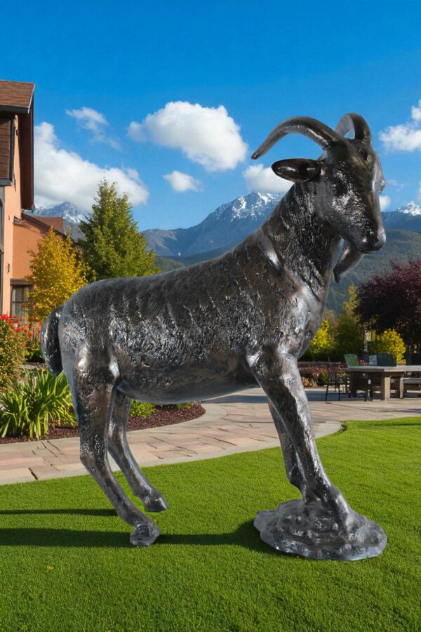 Aluminum Goat Statue with Curved Horns Farmhouse Décor 35" x 15" x 39"H - Image 8
