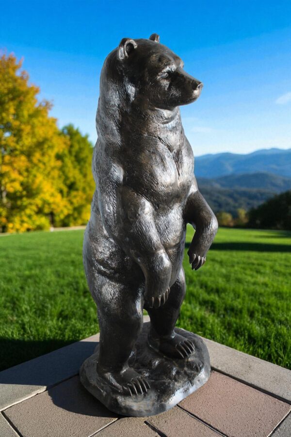 Giant Aluminum Bear Statue Standing Upright on Forest Base 20" x 23" x 61"H - Image 13