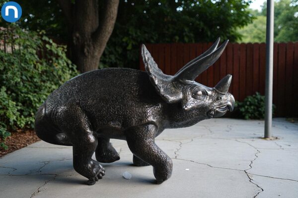 Giant Aluminum Triceratops Dinosaur Statue in Walking Pose 57" x 26" x 35"H - Image 9