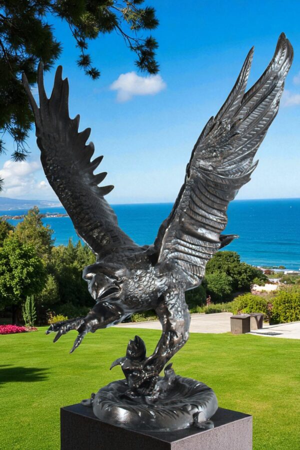Large Aluminum Eagle Statue with Wings Spread in Flight 40" x 35" x 51"H - Image 12