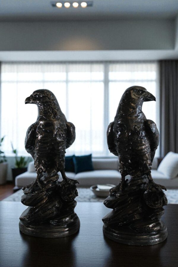 Pair of Aluminum Eagle Statues Majestic Bird Sculptures 20" x 12" x 14"H - Image 12